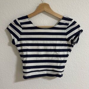 Hollister Navy Wide Stripe Crop Top
